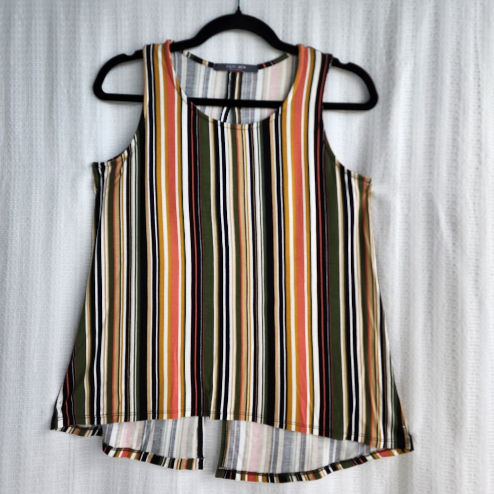 🪼EUC  VERTICAL STRIPES HALTER STYLR SPLIT BUTTON BACK BY COIN 1804 - SIZE SMALL